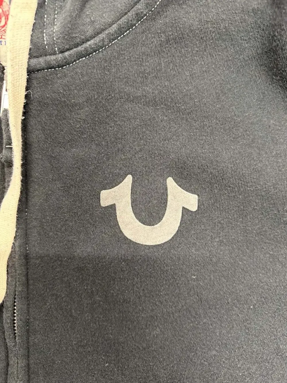 True Religion Classic Logo Full Zip Hoodie with Contrast Stitching